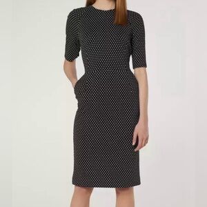 LK Bennett Liya Dark Navy Polka Dot Dress